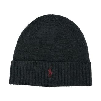 Polo Ralph Lauren Geborduurde Logo Wollen Hoeden in Donkergrijs - Heren - Hoeden - Grijs - ONE Size - Wol - Accessoires