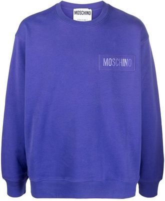 Moschino logo-patch sweatshirt - men - Organic Cotton - 46 - Blue