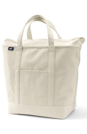 Lands End Zip Top Canvas Tote Bag in Natural/natural at Nordstrom, Size Medium
