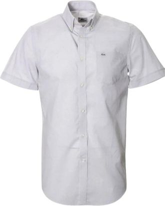 Lacoste Casual Button Down Shirt - Heren - Korte mouwen Overhemden - Grijs - S - Katoen - Overhemden