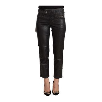 John Galliano Zwarte Glitterende Broek met Middelhoge Taille - Dames - Vrijetijds broeken - Zwart - XS - Katoen - Broeken