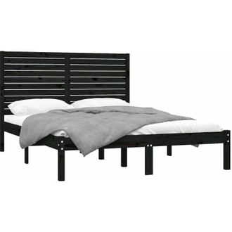 vidaXL Vidaxl - Bed Frame without Mattress Black 150x200 cm King Size Solid Wood