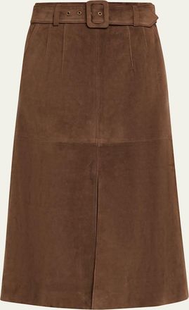 Veronica Beard Alexie Suede Midi Skirt
