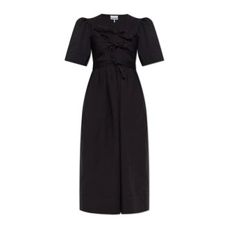 Ganni Dames, Jurken, Zwart, Maat: S Katoen