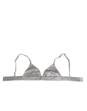 Dolce & Gabbana Womens Gray Silk Satin Triangle Soft Cup Bra Underwear Elastane Clothing
