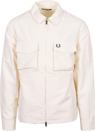 Fred Perry Mens RIPSTOP POCKET OVERSHIRT ECRU - White Cotton - Size X-Large