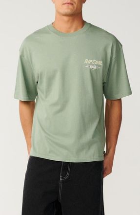 Rip Curl Heritage Icon Oversize Cotton Graphic T-Shirt in Sage at Nordstrom, Size Xx-Large