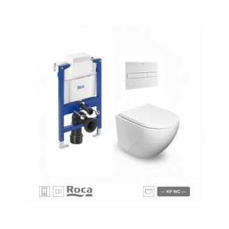 Roca Pack Wc Roca Duplo Bajo Ventana Pl7 Blanco Mat Inodoro Suspendido Round Smart Blanco Brillo De Koller Pool