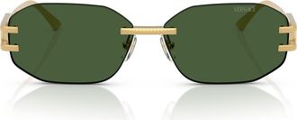 Versace 58mm Oval Sunglasses in Gold /Dark Green at Nordstrom