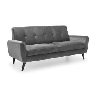 Julian Bowen Monza Sofa 3 Seater In Dark Grey Velvet - Julian Bowen | TJ Hughes
