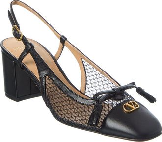 Valentino Valet Du Roi 60 Mesh & Leather Slingback Pump