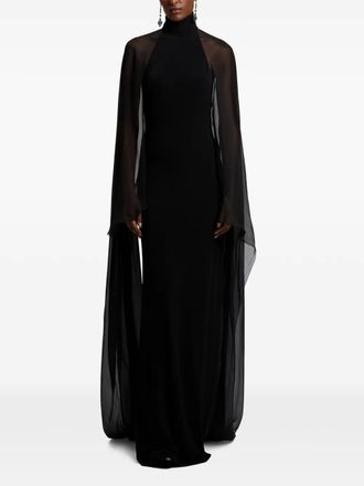 Ralph Lauren Collection high-neck cape maxi dress - women - Polyester - 6 - Black