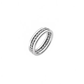 Gold & Honey Womens Beaded Band Ring In Silver