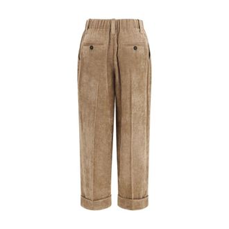 Brunello Cucinelli Viscose and Cashmere Corduroy Trousers - Brown