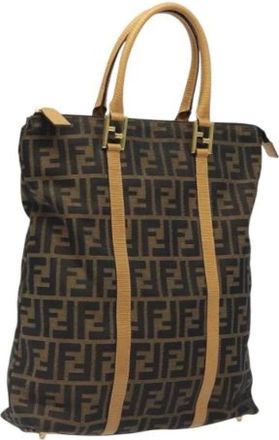 Fendi Pre-owned Tote Bags, female, Brown, Size: ONE SIZE Pre-owned Vintage Canvas Tote Bag