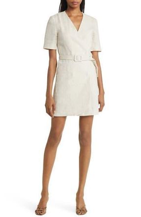& Other Stories Belted V-Neck Linen Minidress in Beige at Nordstrom Rack, Size 12