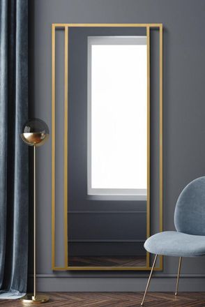 MirrorOutlet Gold Modern Wall & Leaner Mirror 71 X 31 (180 x 80CM) | Size: 1 Pack