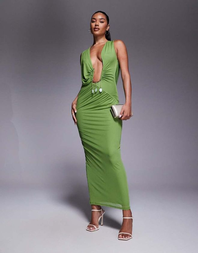 Asos Design Jupe PlissÃ©en Vert Ã©émeraude Mi Longue Jupe PlissÃ©e