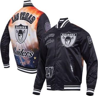Pro Standard Mens Pro Standard Black Las Vegas Raiders Sublimated Satin Full-Snap Jacket at Nordstrom, Size Small