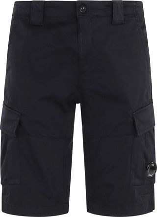C.P. Company Stretch Sateen Cargo Shorts - Heren - Korte Broeken - Blauw - 2XL - Katoen - Korte Broeken