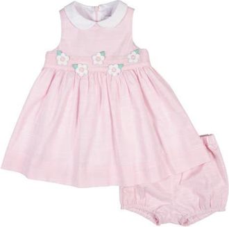 Florence Eiseman Linen-Look Dress & Bloomer With Flowers in Pink at Nordstrom, Size 12M