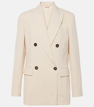 Brunello Cucinelli Blazer doppiopetto in misto cotone e lana