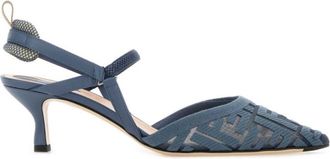 Fendi Dark Blue Logo Pumps
