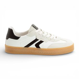 Tamaris Mens White Leather Black Stripe Trainer Sneaker Shoes
