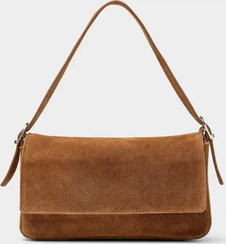 Simons Womens Rectangular suede baguette bag Exclusive collection from Italy