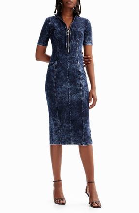 Desigual Zip-Up Denim Dress in Blue at Nordstrom, Size Medium