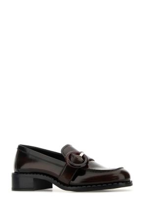 Prada Womens Brown Leather Loafers Bruciato Vitello Mocassini
