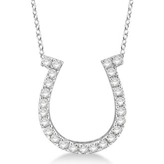 Allurez Natural Diamond Horseshoe Pendant Necklace 14k in White Gold at Nordstrom, Size 18