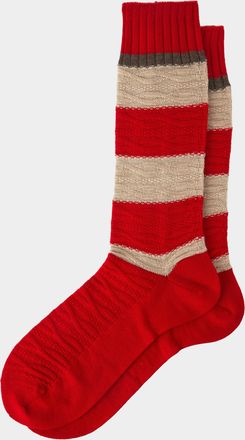 Maria La Rosa Womens Ribbed Cashmere and Silk Striped Socks One Size