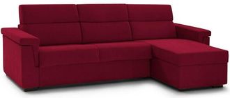 Dmora Divano letto con penisola Ombretta, Sofà angolare trasformabile per salotto, imbottito, sfoderabile, 100% Made in Italy, 285x160 h100 cm, Rosso