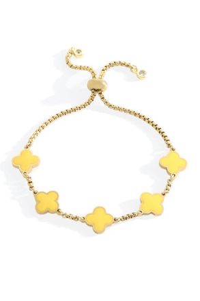 Mint & Lily Clover Enamel Bracelet in Yellow Enamel at Nordstrom