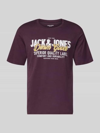 Jack & Jones Jack & Jones T-Shirt mit Label-Print in Pflaume, Gr&ouml;&szlig;e M