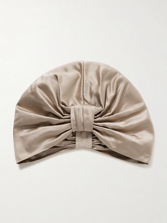 Jennifer Behr Turbante In Raso Duchesse Con Arricciature Sasha - Marrone