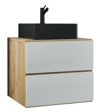 ebuy24 Ebuy24 - Vcm 2 Pcs Lavabo Lavabo Negro Gabinete Inferior Ancho 60 Cm Muebles De Ba&ntilde;o Con Cajones Lendas S Bl (roble Miel / Blanco)