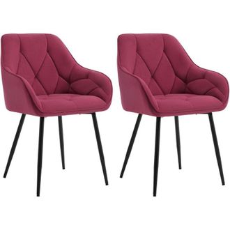Woltu Set 2 Sedie Moderne da Cucina o Soggiorno in Velluto con Gambe in Metallo Bordeaux