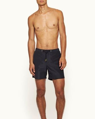 Orlebar Brown Bulldog Drawcord Mid-Length Lightweight Drawcord Swim Shorts in Night Iris at Nordstrom, Size 30