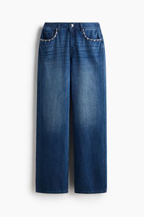 H&M Wide High Jeans - Dunkles Denimblau