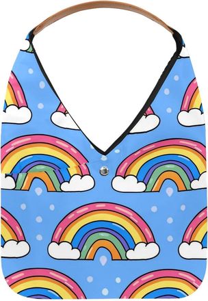 Generic Clouds Rainbow Reusable Lightweight Grocery Bags - Foldable Into Compact Pouch, Washable & Sturdy, Multipurpose for Shopping and Travel