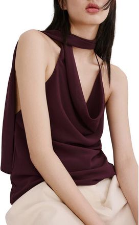 Mango Cowl Neck Sleeveless Top in Maroon at Nordstrom, Size X-Small