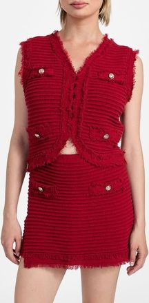 Guess Malina Boucl&eacute; Ottoman Stitch Vest in Siren Red at Nordstrom, Size Medium