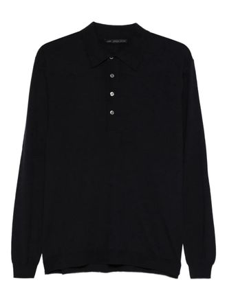 low brand long-sleeved buttoned polo shirt - men - Fabric - L - Blue