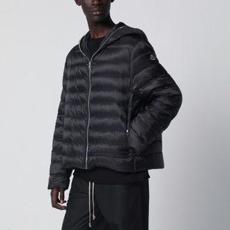 Rick Owens Black quilted zip-up down jacket
