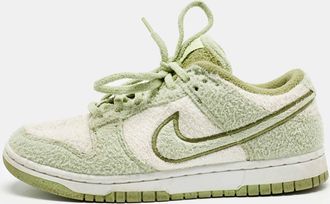 Nike Green/white Cotton Blend Dunk Low Se Cc fleece Pack Sneakers