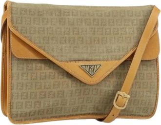 Fendi Pre-owned Vintage Canvas Cross Body Bag - Dames - Vintage Schoudertas - Beige - ONE Size - Vintage