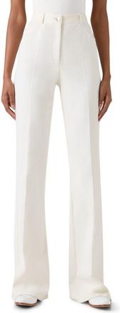 Akris Farid High Waist Cotton & Silk Blend Pants in Ecru at Nordstrom, Size 10