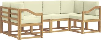 vidaXL Conjunto De Sof&aacute;s De Exterior 6 Uds. Blanco Y Crema Vidaxl